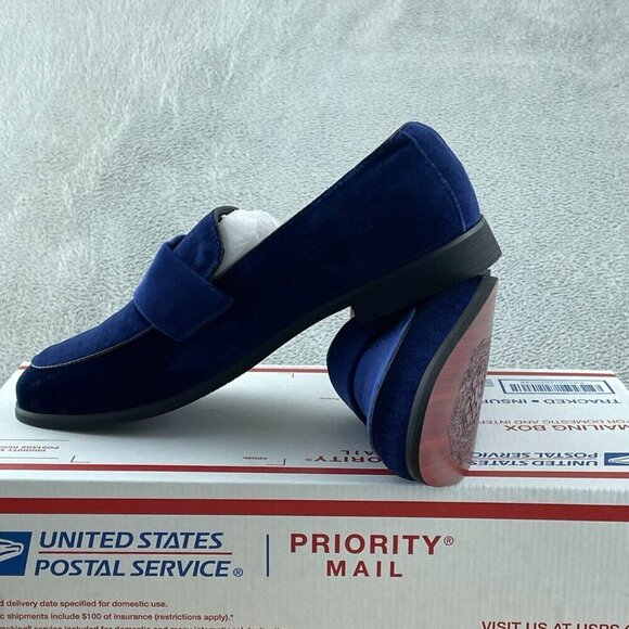 FLQL Men\'s Oxford Slip On Loafer Memory Foam Velvet Purple K26 Size 8 NWOB S119 main image 4